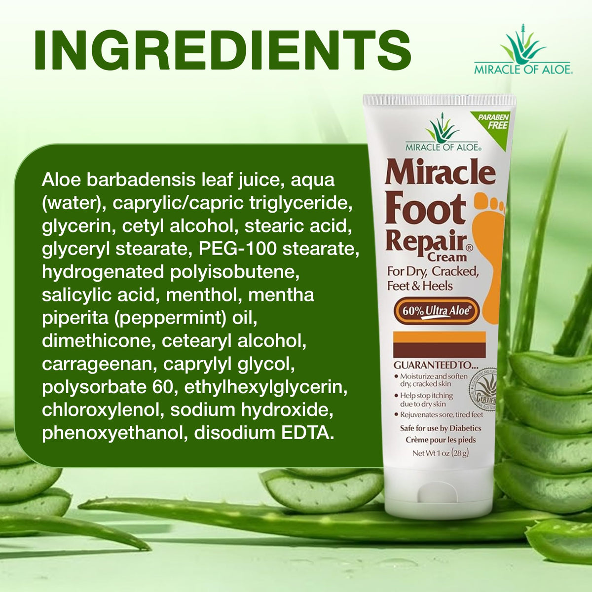 Miracle of Aloe label closeup showing UltraAloe 60% ingredient clarity