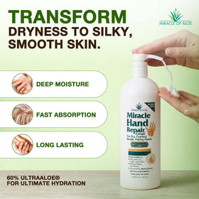 Miracle of Aloe pump dispensing lotion, easy one-hand use benefit