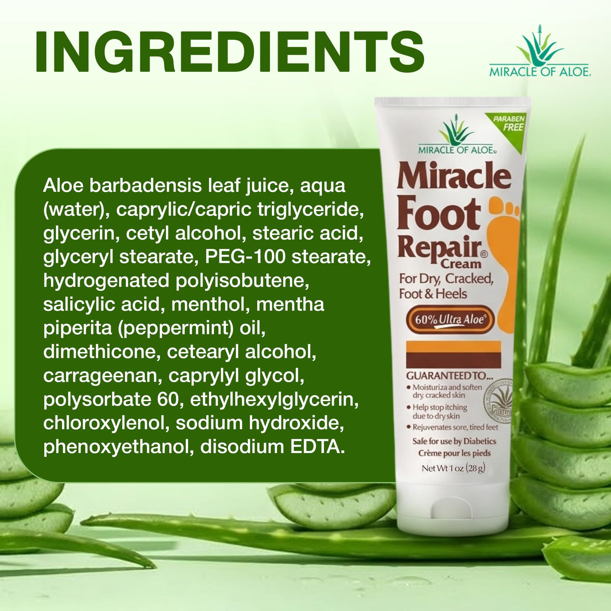 Miracle of Aloe cream spread on skin showing fast absorption benefit