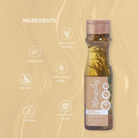 Miracles By Milagros shampoo being dispensed into hands for easy application benefit