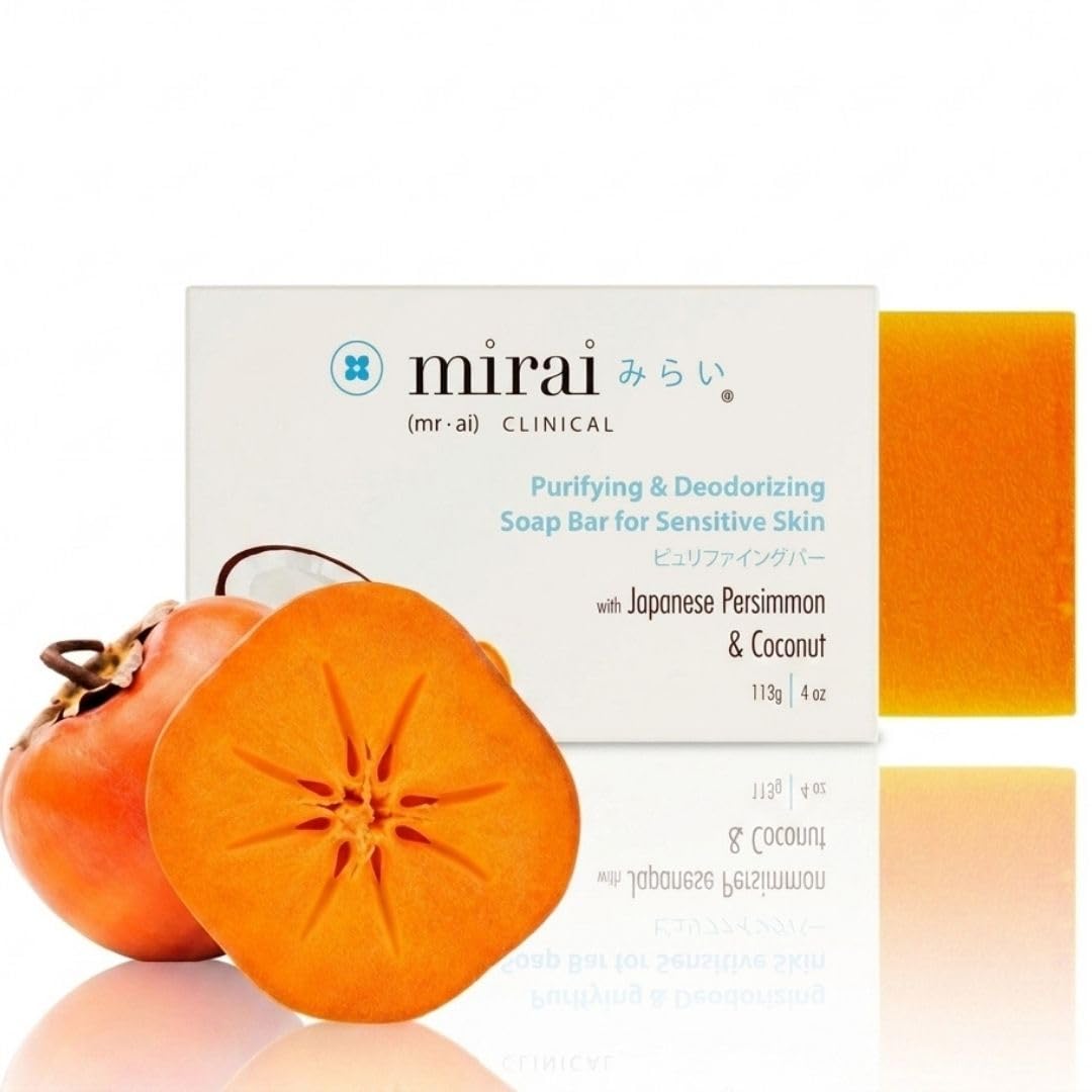 Mirai persimmon soap front packaging showing product and weight