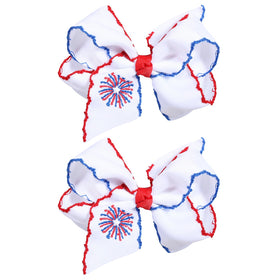 Miroksh front view embroidered bow showing patriotic design and festive flair