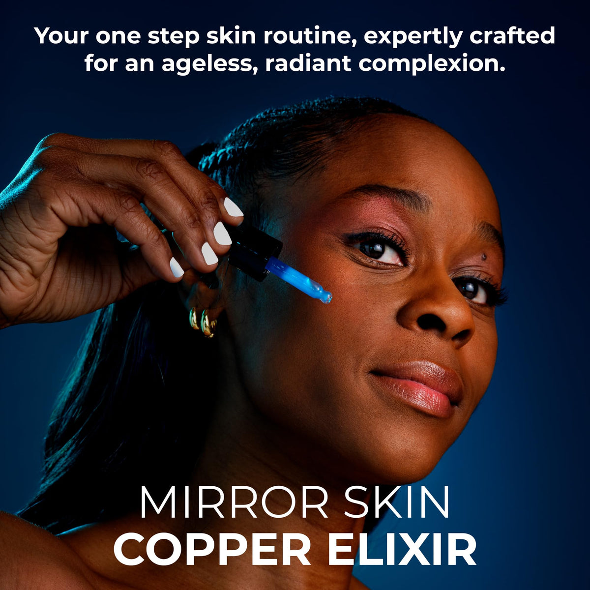 MIRROR SKIN dropper dispensing serum for precise, mess-free application