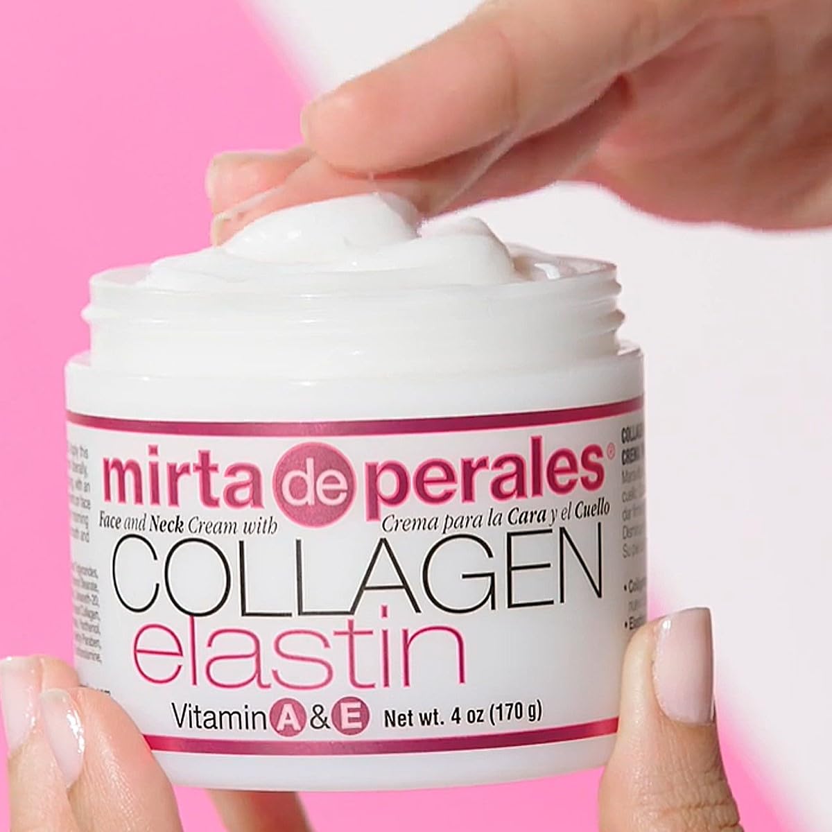 Mirta De Perales being applied to face and neck to smooth and hydrate