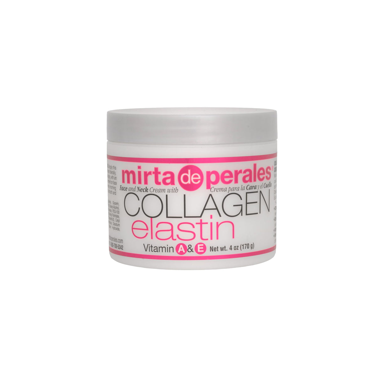 Mirta De Perales jar front view showing product label and firming benefits