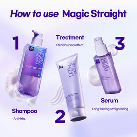 Mise En Scene application on damp hair showing even distribution for frizz control benefit