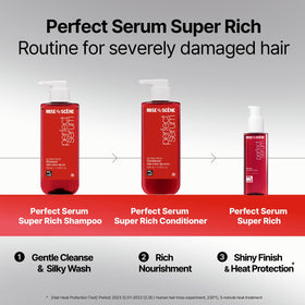 Mise En Scene conditioner on bathroom shelf with flowers, conveys luxurious routine