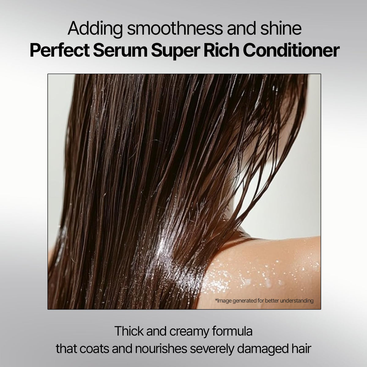 Mise En Scene before and after hair strands, shows visible smoothing benefit