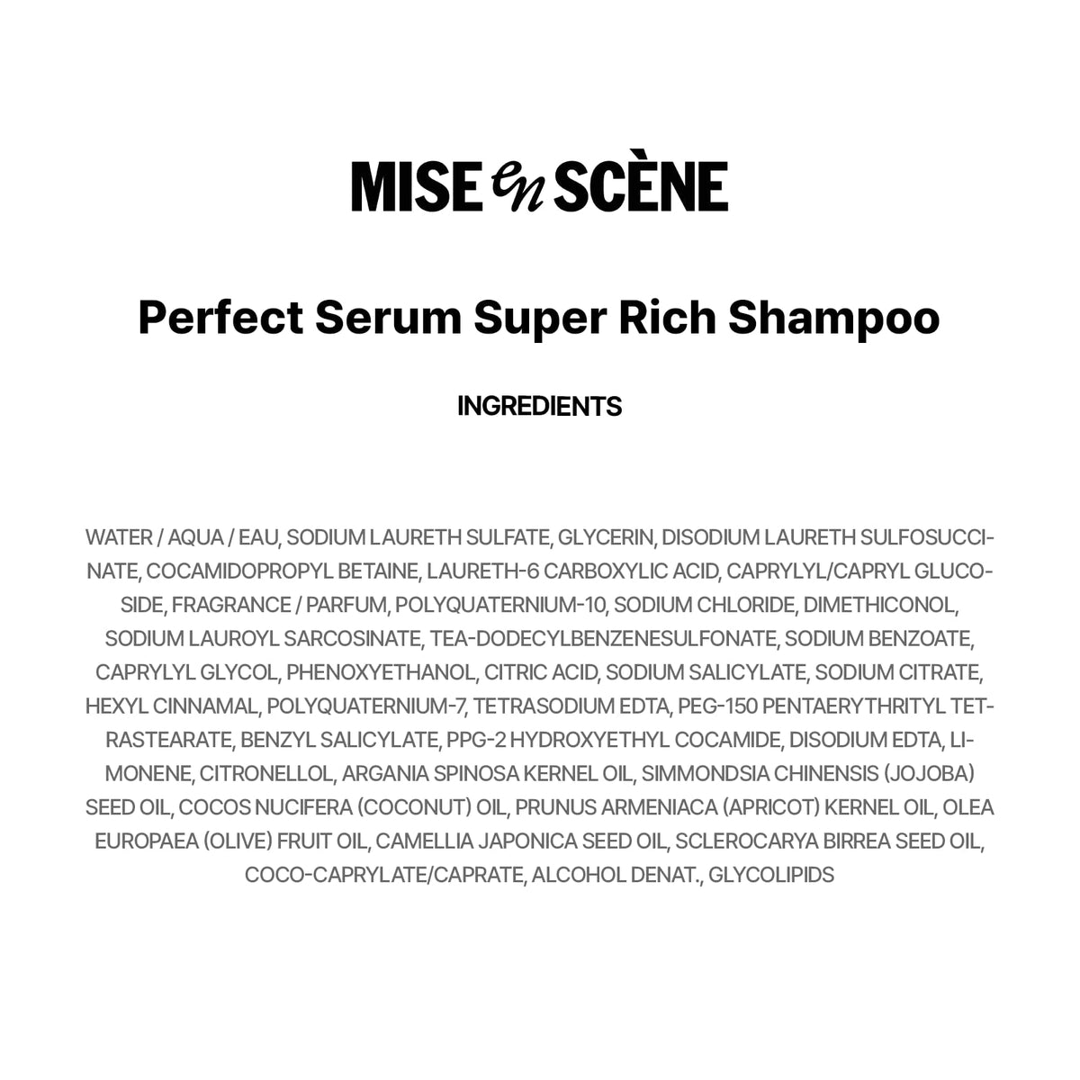 Mise En Scene before-and-after hair comparison, showing reduced frizz and improved shine benefit
