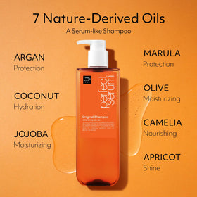 Mise En Scene bottle beside argan and jojoba oils for nourishment
