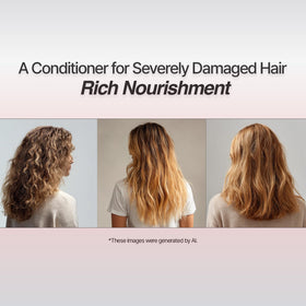 Mise En Scene conditioner being worked into mid-lengths, demonstrates smooth detangling