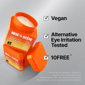 Mise En Scene mask on bathroom shelf styled for a premium at-home treatment scene