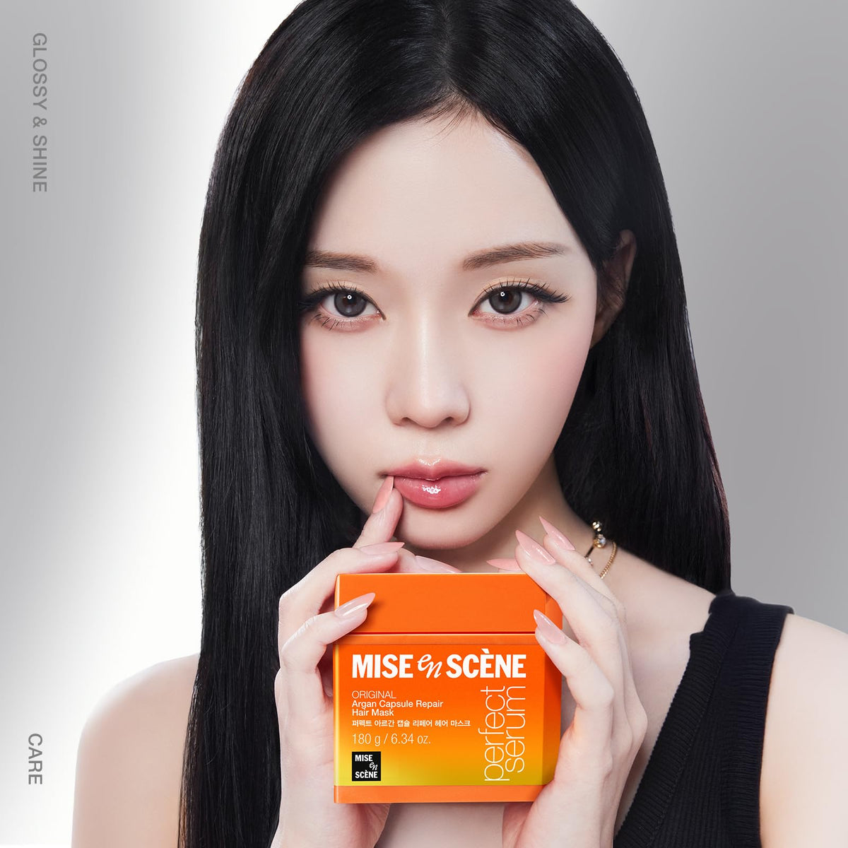 Mise En Scene open jar with creamy texture highlighting nourishing capsules benefit