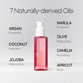 Mise En Scene serum being applied to hair demonstrating heat protection benefit