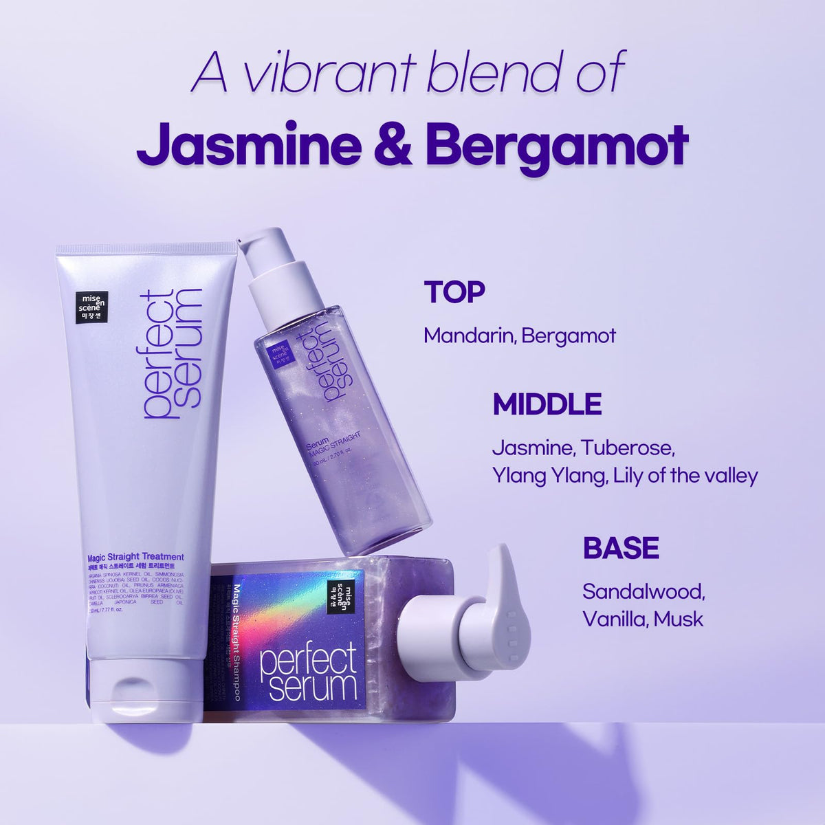 Mise En Scene held in hand to show 2.7 fl oz size and travel-friendly benefit