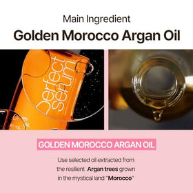 Mise En Scene ingredient oils spread highlighting nourishing argan blend benefit