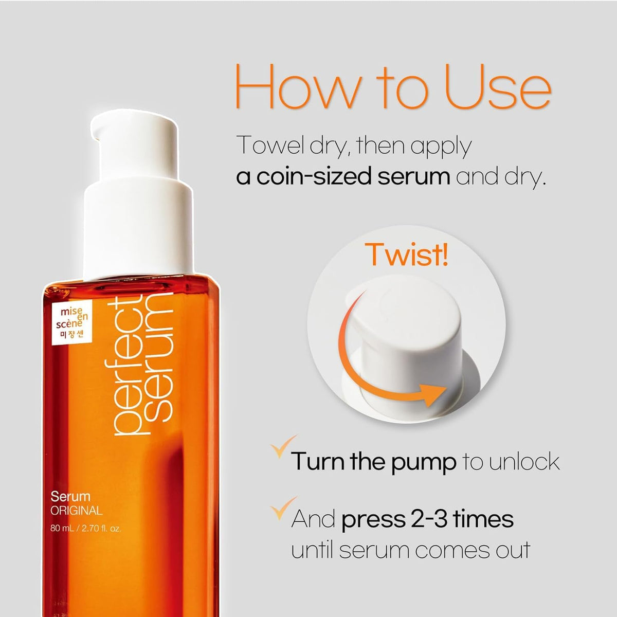 Label close-up on Mise En Scene Perfect Serum listing natural oil blend