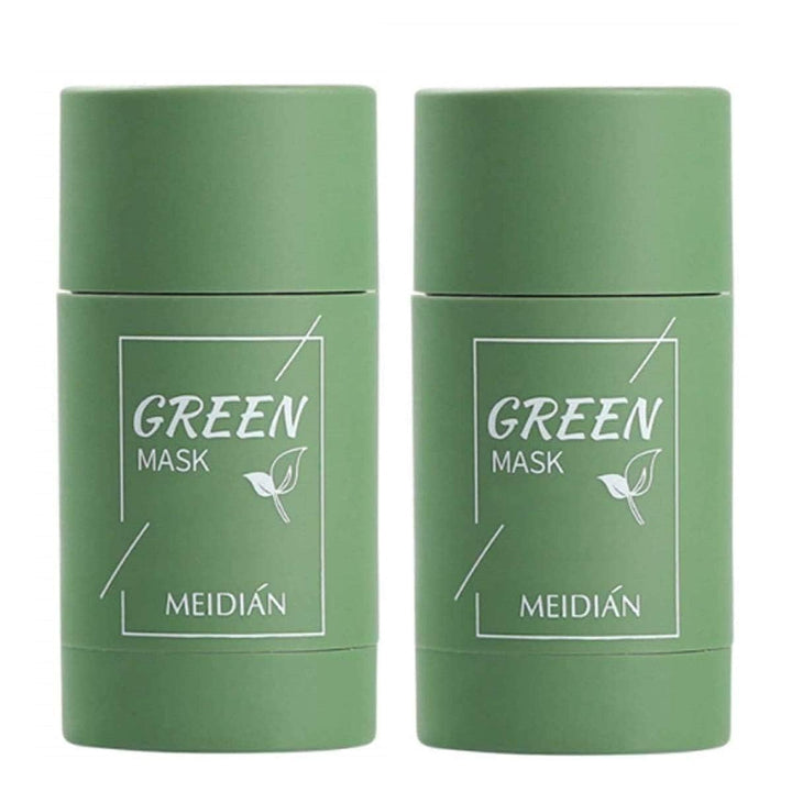 MISEDI front packaging showing two green tea mask sticks and benefits