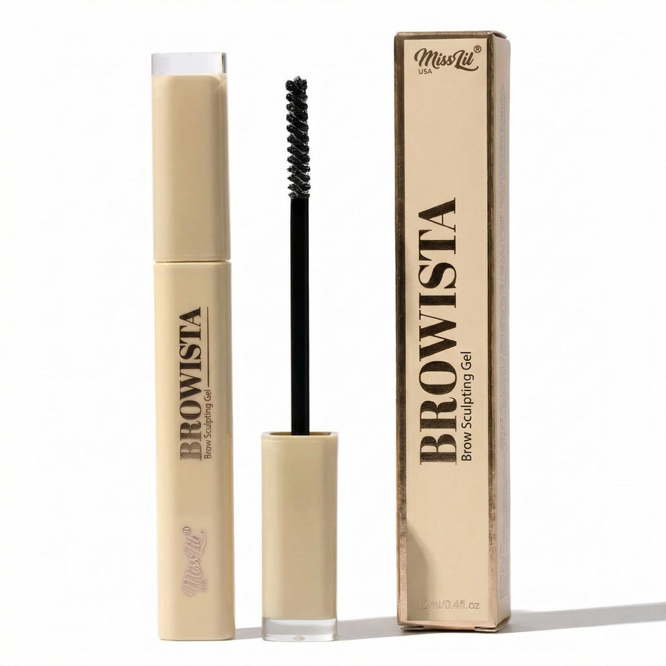 Miss Lil USA front packaging shows clear brow gel and brand, professional hold