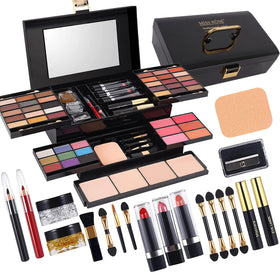 MISS ROSE M compact front view showing full 58-color selection and mirror for convenience