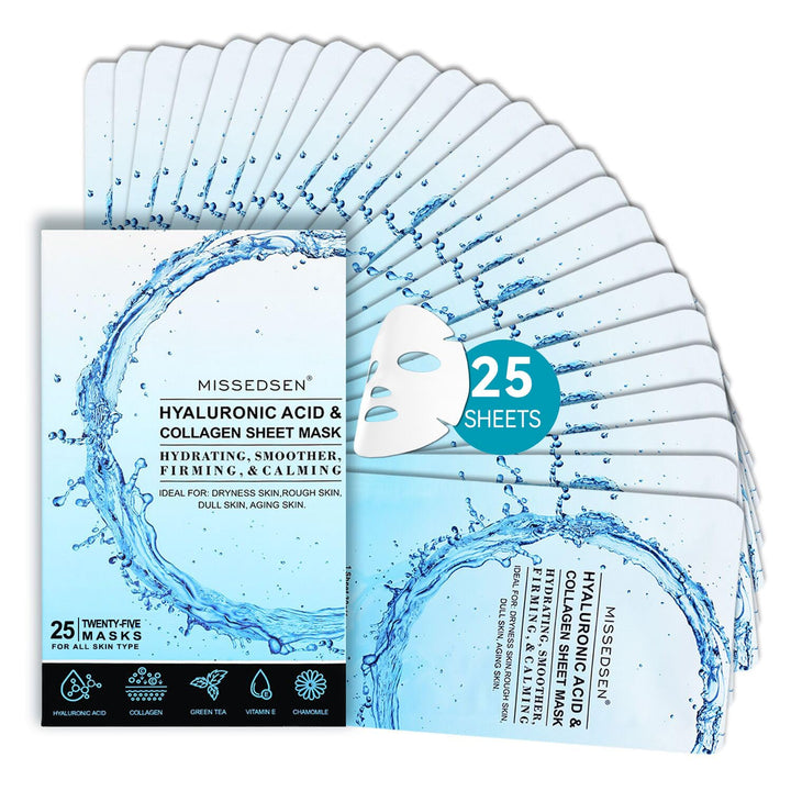 MISSEDSEN front packaging showing 25 sheet masks for convenient skincare