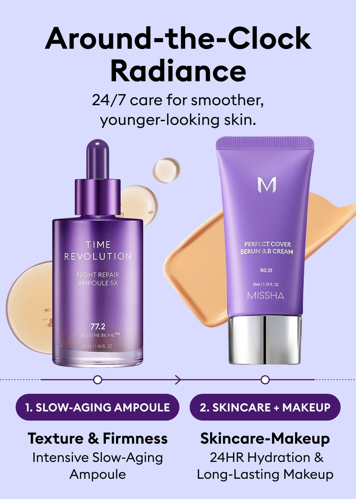 MISSHA close-up of fermented serum texture showing lightweight consistency and smoothing effect