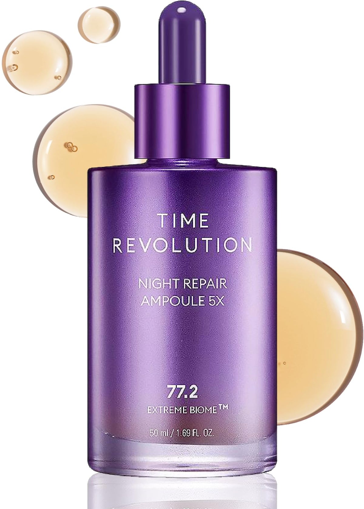 MISSHA Time Revolution ampoule front bottle showing elegant design and overnight repair benefit