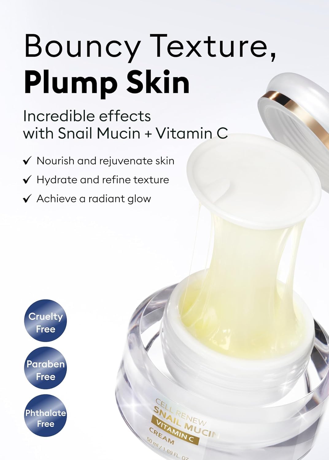 MISSHA close-up of mucin strand texture, highlights concentrated smoothing benefit