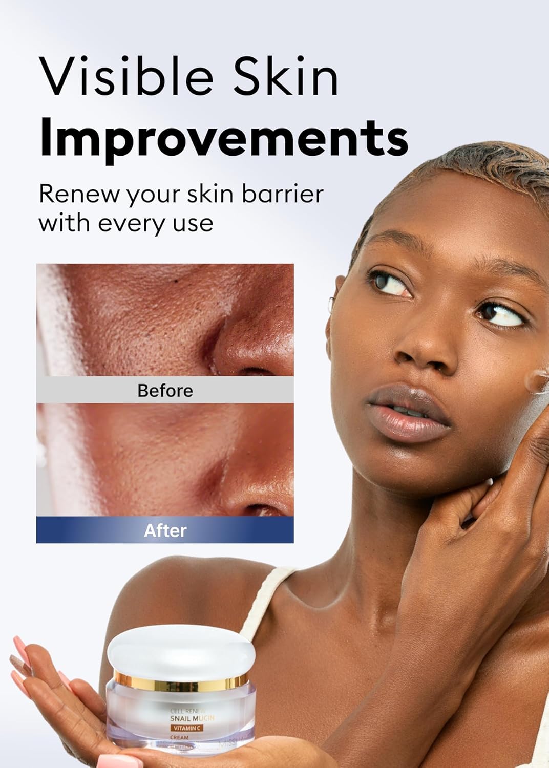 MISSHA cream applied on hand, shows absorbency and immediate plumping effect