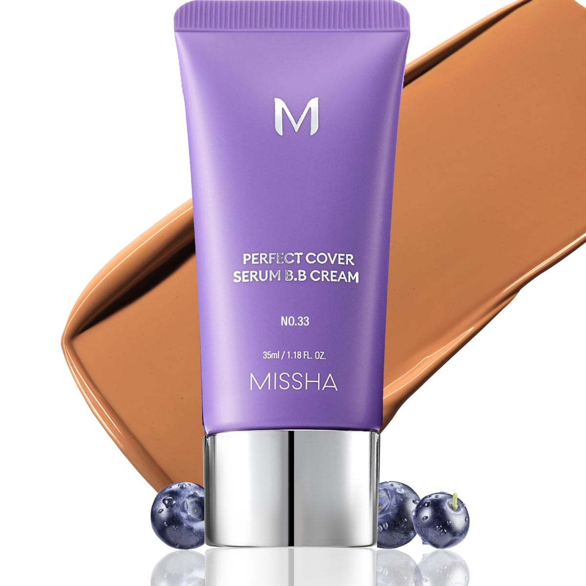 MISSHA front view of No.33 tan bottle showing packaging and product benefit