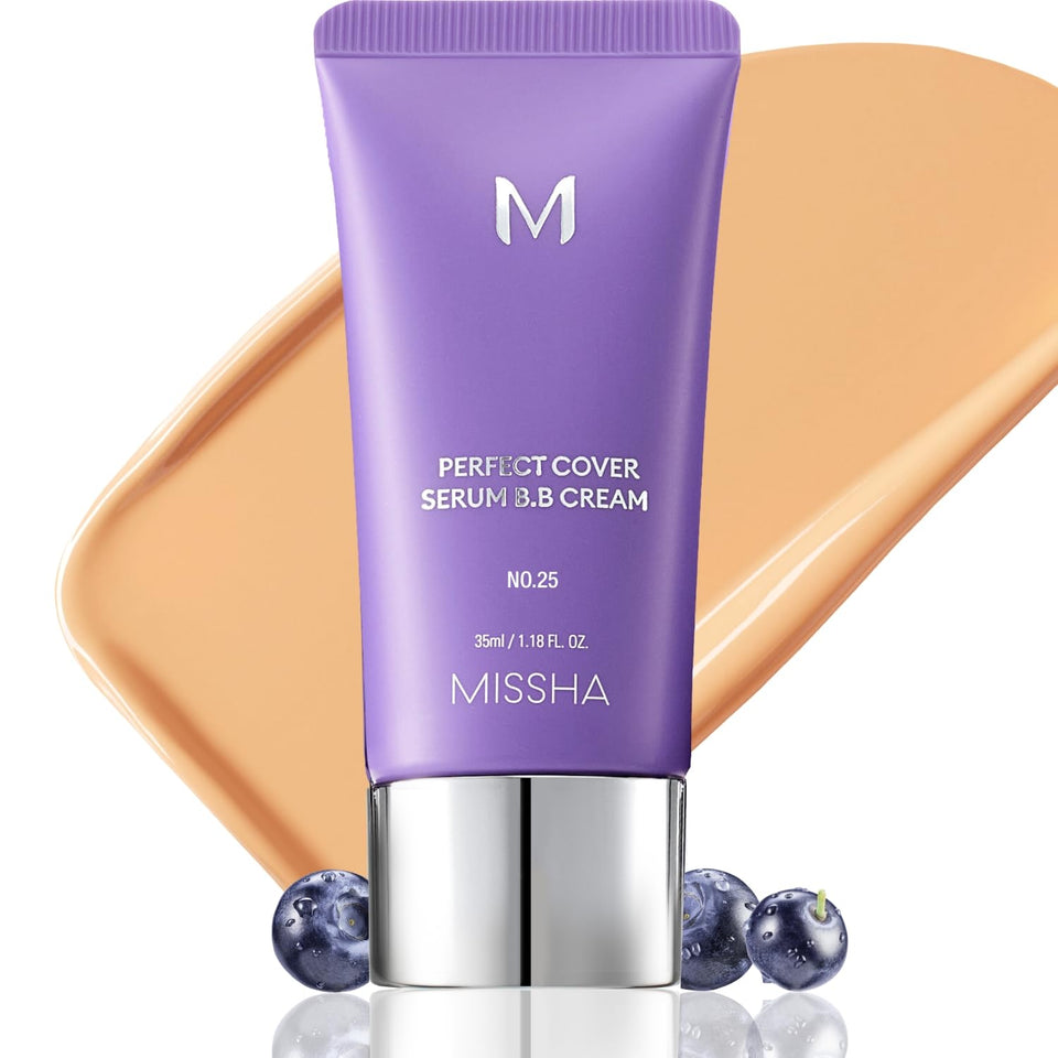 MISSHA front packaging showing bottle and warm beige shade benefit