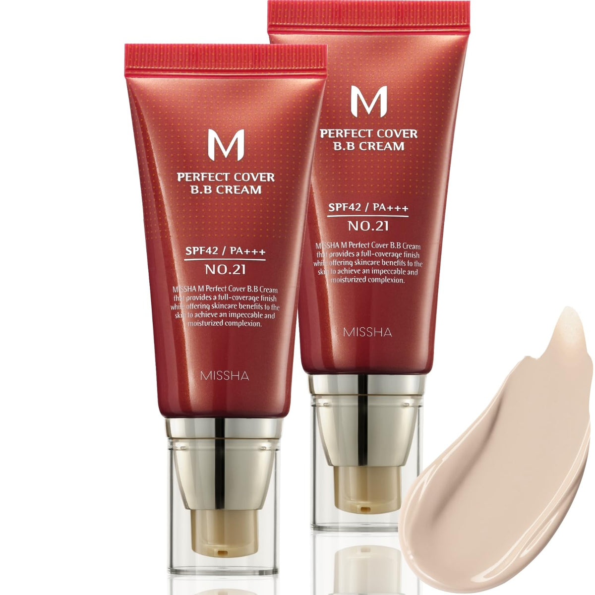 MISSHA front packaging showing No.21 tubes and label benefits
