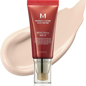 MISSHA front tube showing No.13 Bright Beige and compact size benefit
