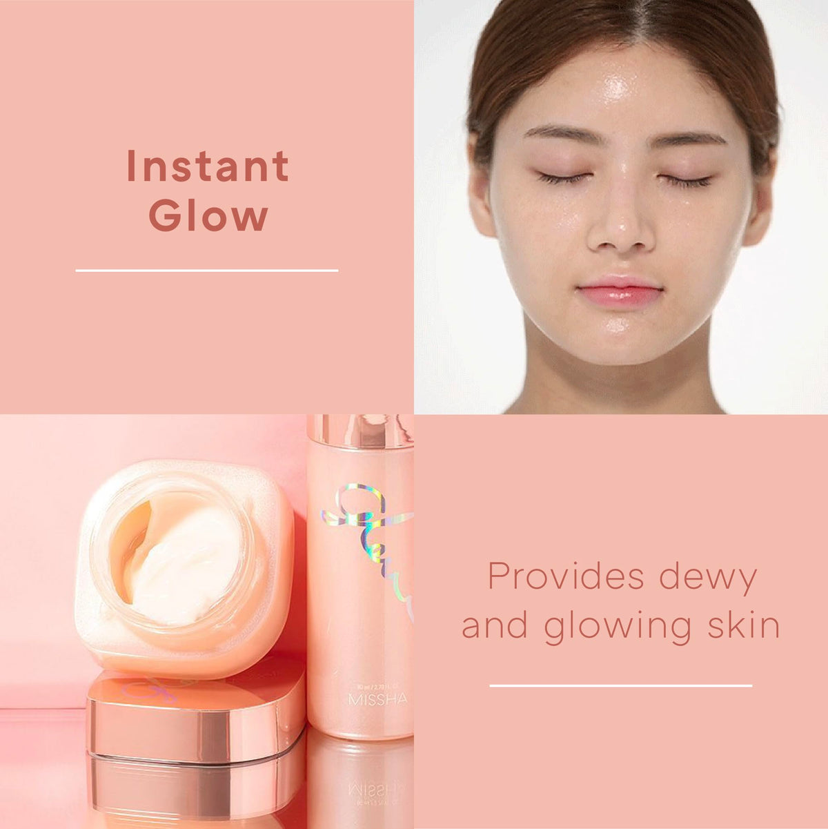 MISSHA applied under foundation illustrating smoother makeup finish benefit