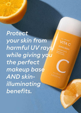 MISSHA in a beach bag lifestyle shot showing daily sun protection