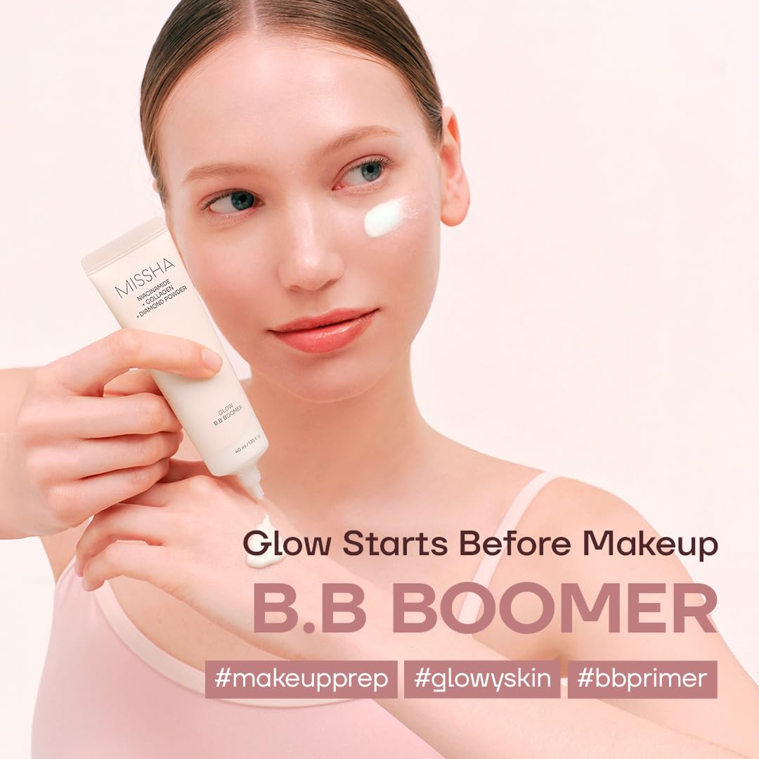 MISSHA M BB Boomer creamy texture closeup highlighting smooth, hydrating primer finish