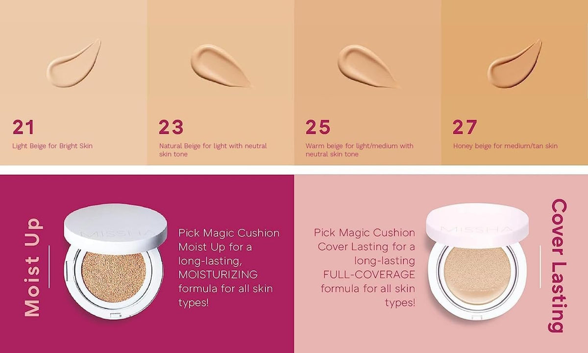 MISSHA foundation swatched on hand showing blendability and natural finish