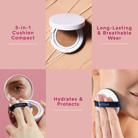 MISSHA cushion texture close-up showing lightweight dewy finish benefit