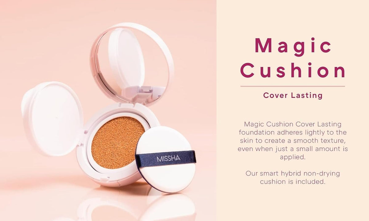 MISSHA open compact with magic sponge applicator for precise, even makeup