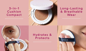 MISSHA cushion texture close-up illustrating dewy, blendable coverage