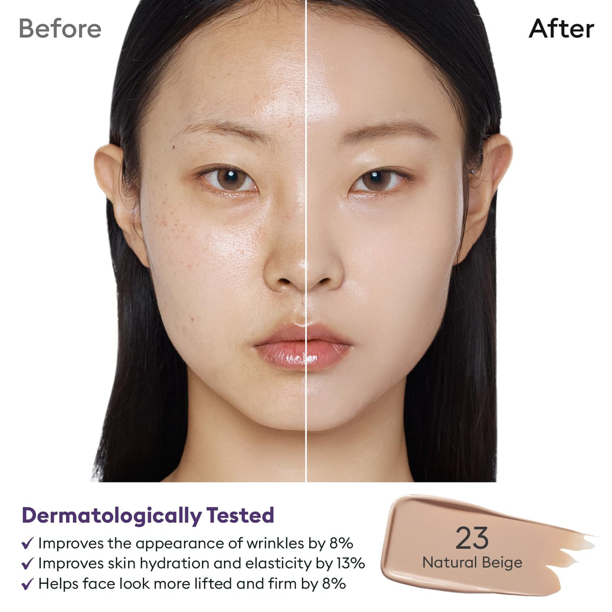 MISSHA swatches comparing No.23 on skin for shade selection help