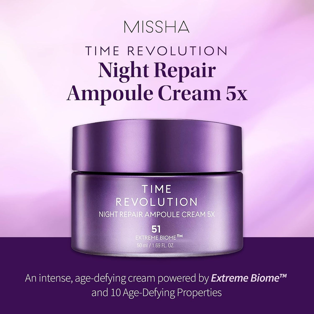 MISSHA ingredients label emphasizing fermented Extreme Biome benefits