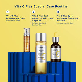 MISSHA ampoule on bathroom vanity in lifestyle scene suggesting daily use routine