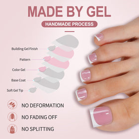 Misssix French toe nails worn with sandals demonstrating neat white tips and comfortable wear