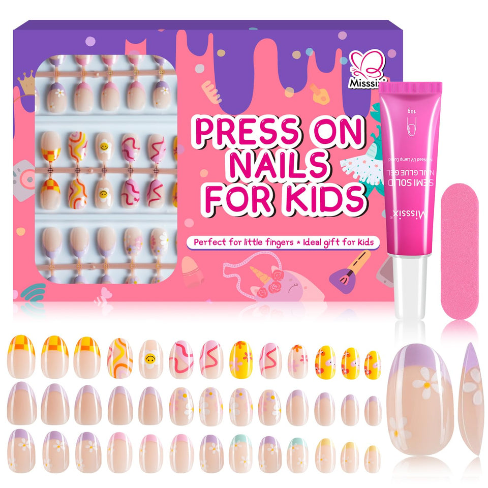 Misssix front packaging showing three press-on sets and glue, convenient gift