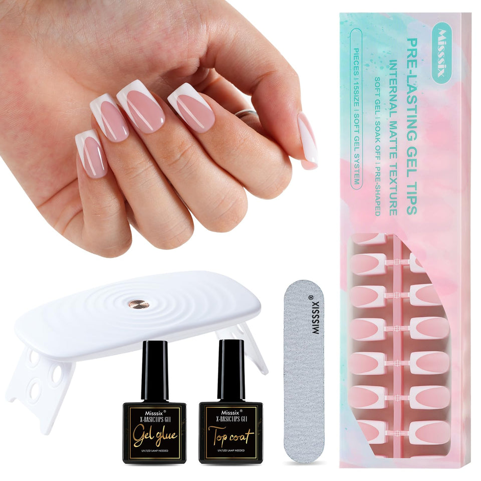 Misssix front packaging showing 160-piece French tips kit and included tools for easy use