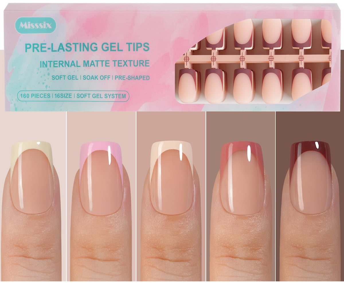Misssix front packaging showing 160-piece French gel press-on set and quick application benefit