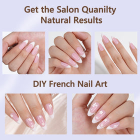 Misssix side profile of medium almond gel tip demonstrating natural curvature