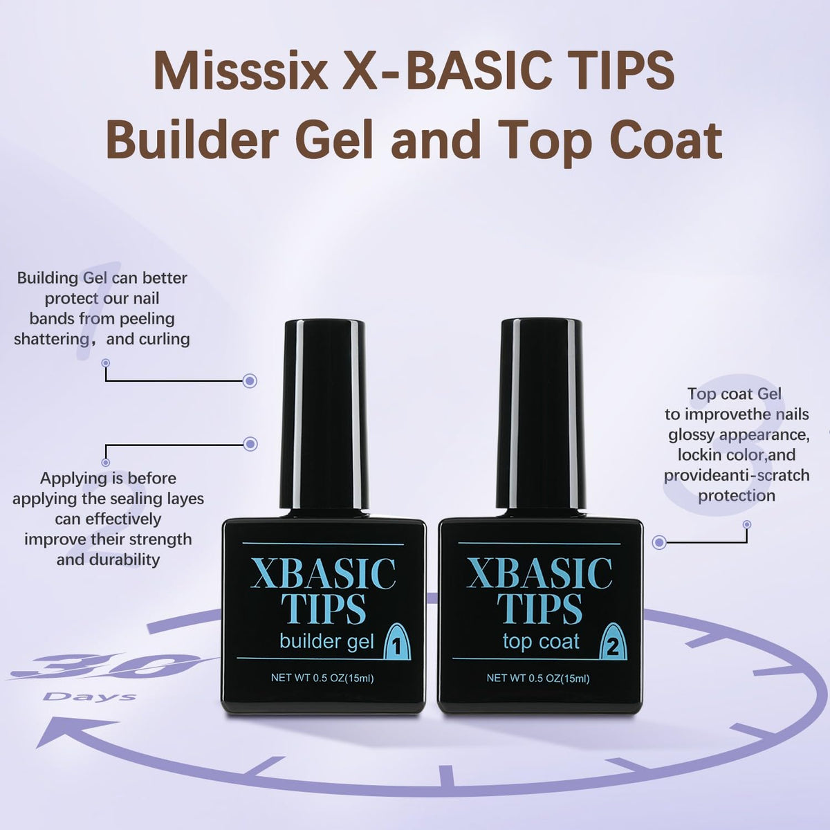 Misssix top coat brush with glossy droplet for long-lasting shine benefit