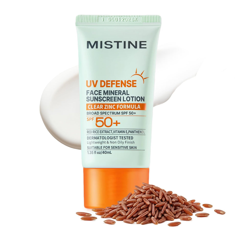 Mistine front packaging showing SPF 50+ and travel size benefits